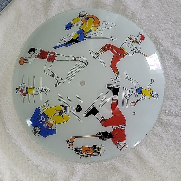 Vintage Sports Themed 15" Glass Ceiling Light Shade. Great Condition - Picture 1 of 16